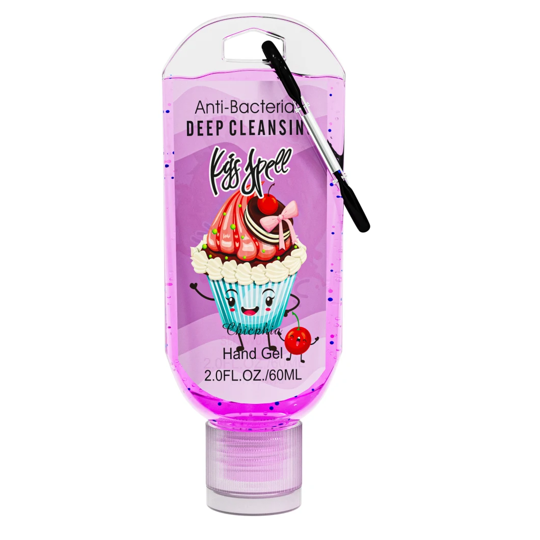 Natural Strawberry Scented Instant Hand Sanitizer Gel 60ml Hand Sanitizer with Keychain Holder