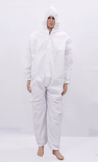 Macacão de proteção descartável Roupa de proteção Traje de proteção contra respingos de produtos químicos com tiras azuis